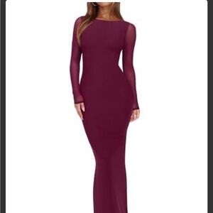 ReoRia Women's Long Sleeve Dress - Fuchsia